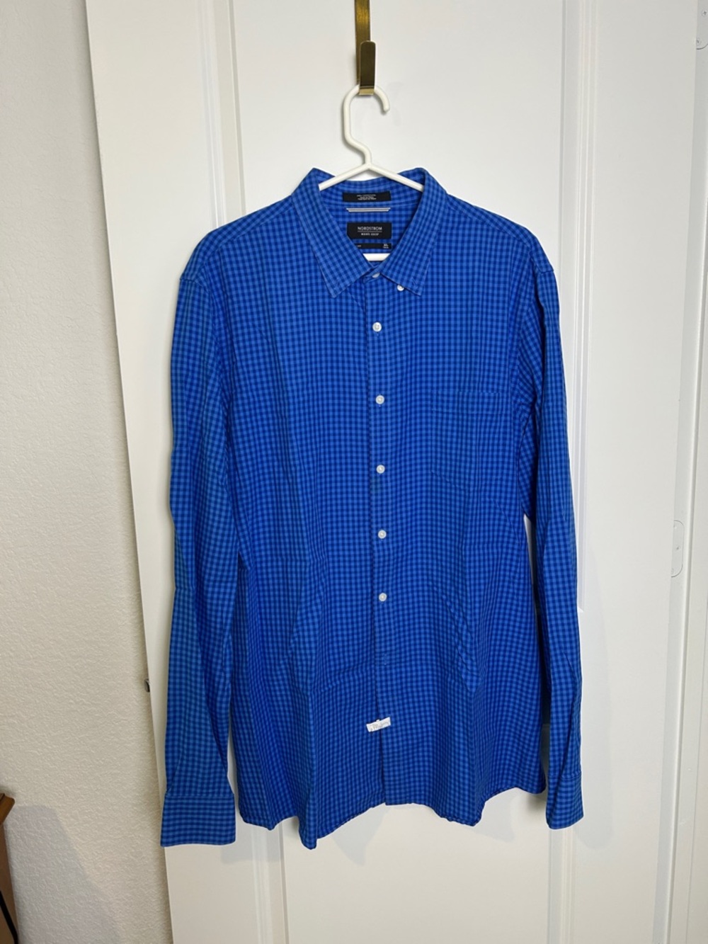 Nordstrom Blue Gingham Long-Sleeve Button-Down Shirt